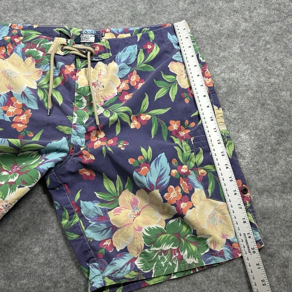 Polo Ralph Lauren Board Shorts Mens 38 Blue Floral Hibiscus Tropical Swim Trunks